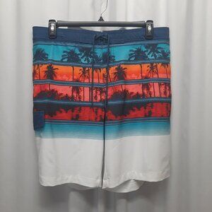 Sonoma Goods for Life Men's Swim Trunks Size Large Sunset Palm Modern Fit